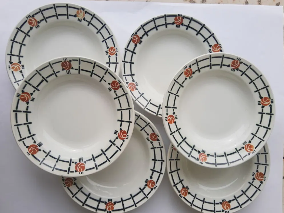 Set de 6 assiettes creuses anciennes St Amandinoise St Amand vintage