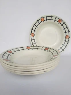 Set de 6 assiettes creuses anciennes St Amandinoise St Amand vintage