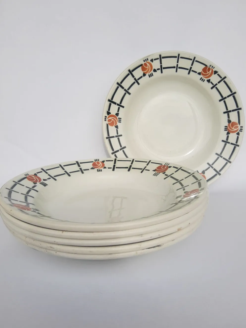 Set de 6 assiettes creuses anciennes St Amandinoise St Amand vintage