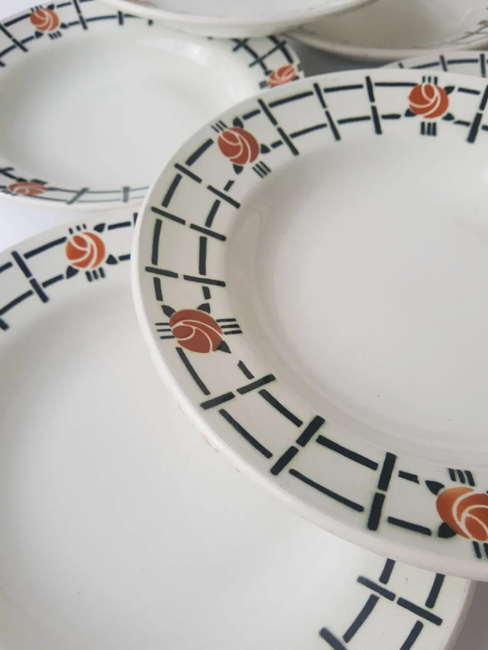 Set de 6 assiettes creuses anciennes St Amandinoise St Amand vintage