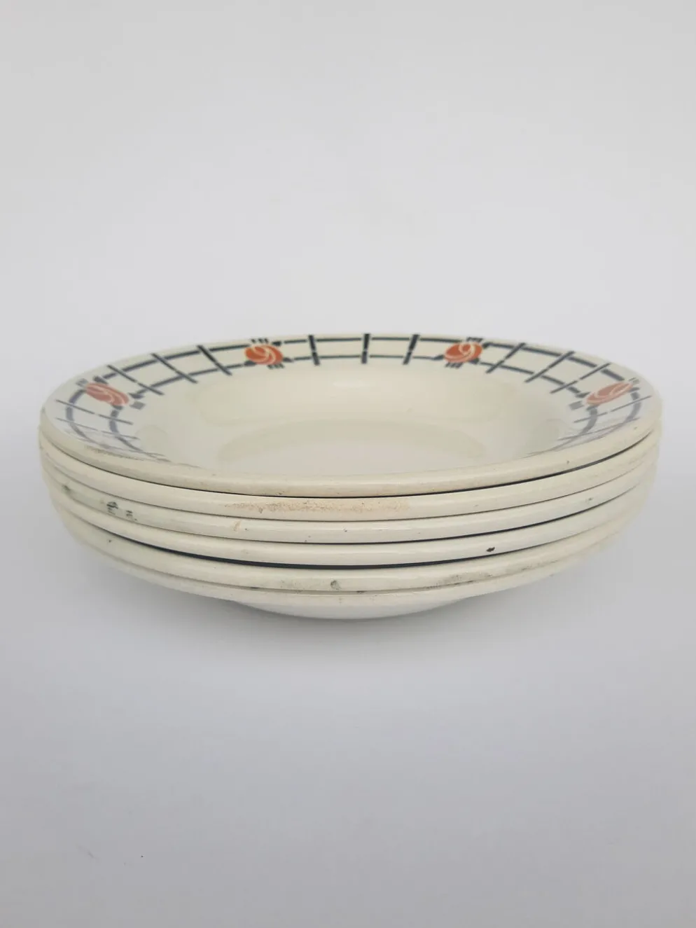 Set de 6 assiettes creuses anciennes St Amandinoise St Amand vintage