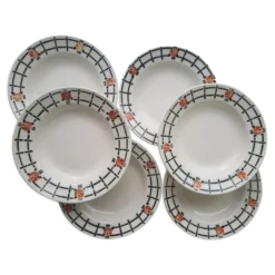 Set de 6 assiettes creuses anciennes St Amandinoise St Amand vintage
