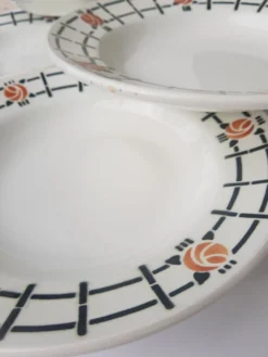 Set de 6 assiettes creuses anciennes St Amandinoise St Amand vintage