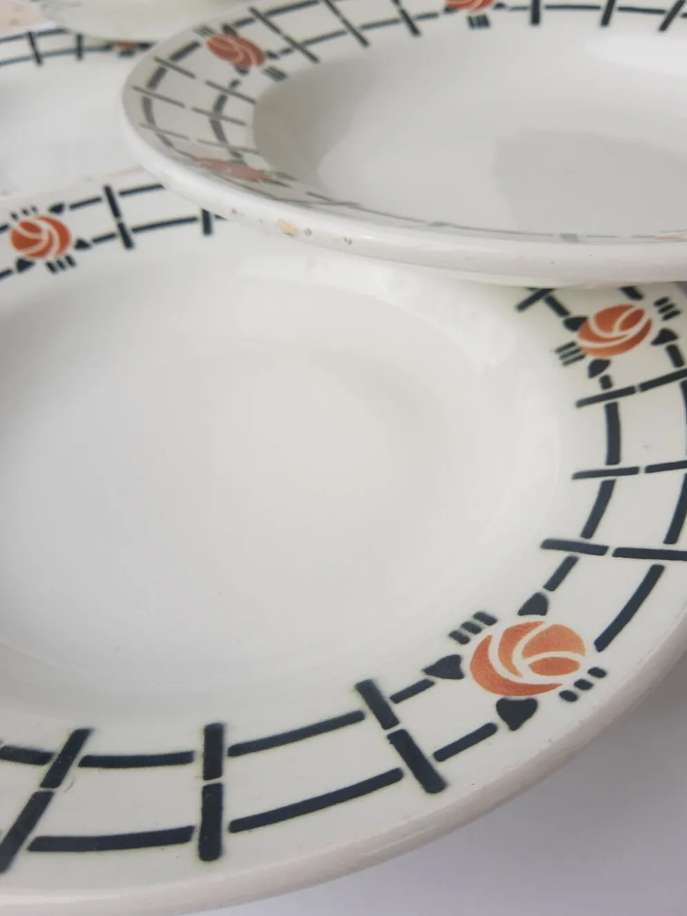 Set de 6 assiettes creuses anciennes St Amandinoise St Amand vintage