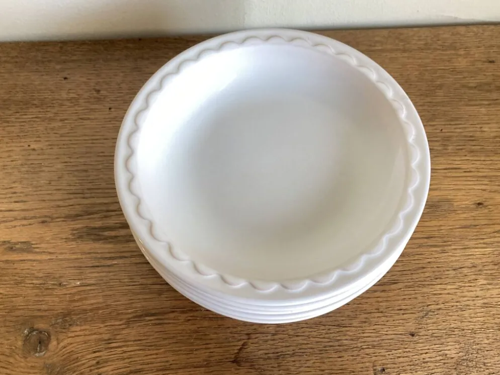 Set de 8 assiettes creuses Festons de Pierre Motton pour Gien 1970
