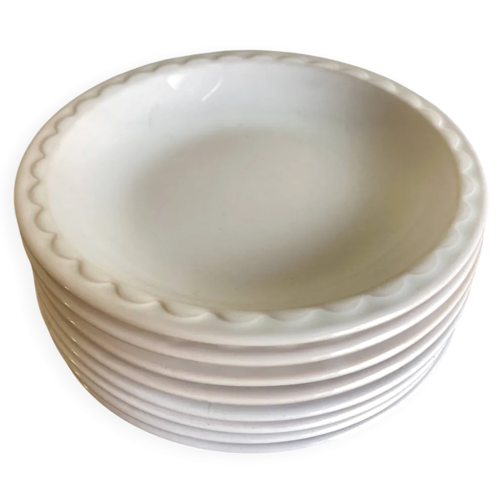 Set de 8 assiettes creuses Festons de Pierre Motton pour Gien 1970
