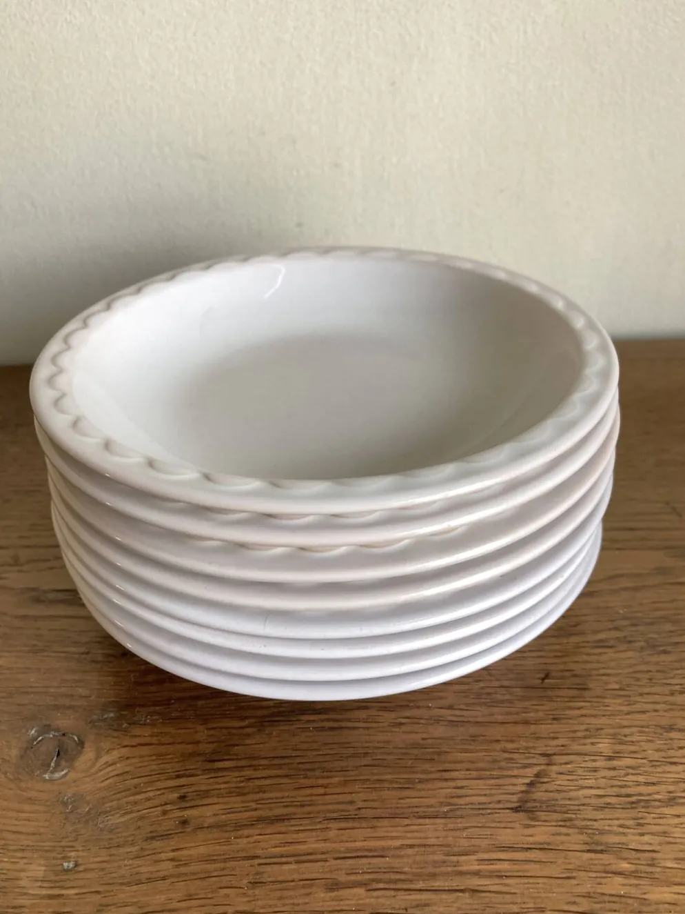 Set de 8 assiettes creuses Festons de Pierre Motton pour Gien 1970