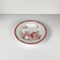 Set de 3 assiettes creuses "Fontange", Sarreguemines, rouge, XIXe