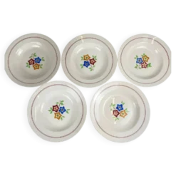 Set de 5 assiettes creuses "La ruche", Moulins des loups, XXe
