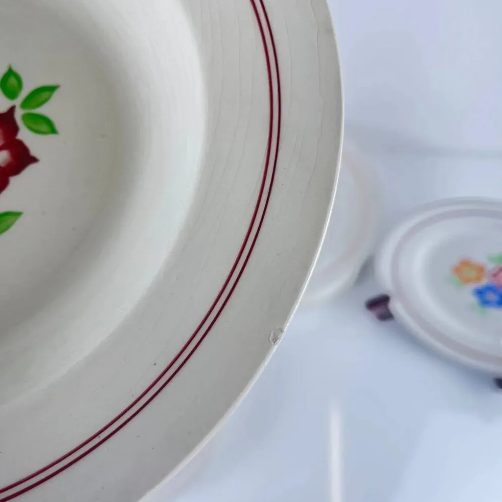 Set de 5 assiettes creuses "La ruche", Moulins des loups, XXe