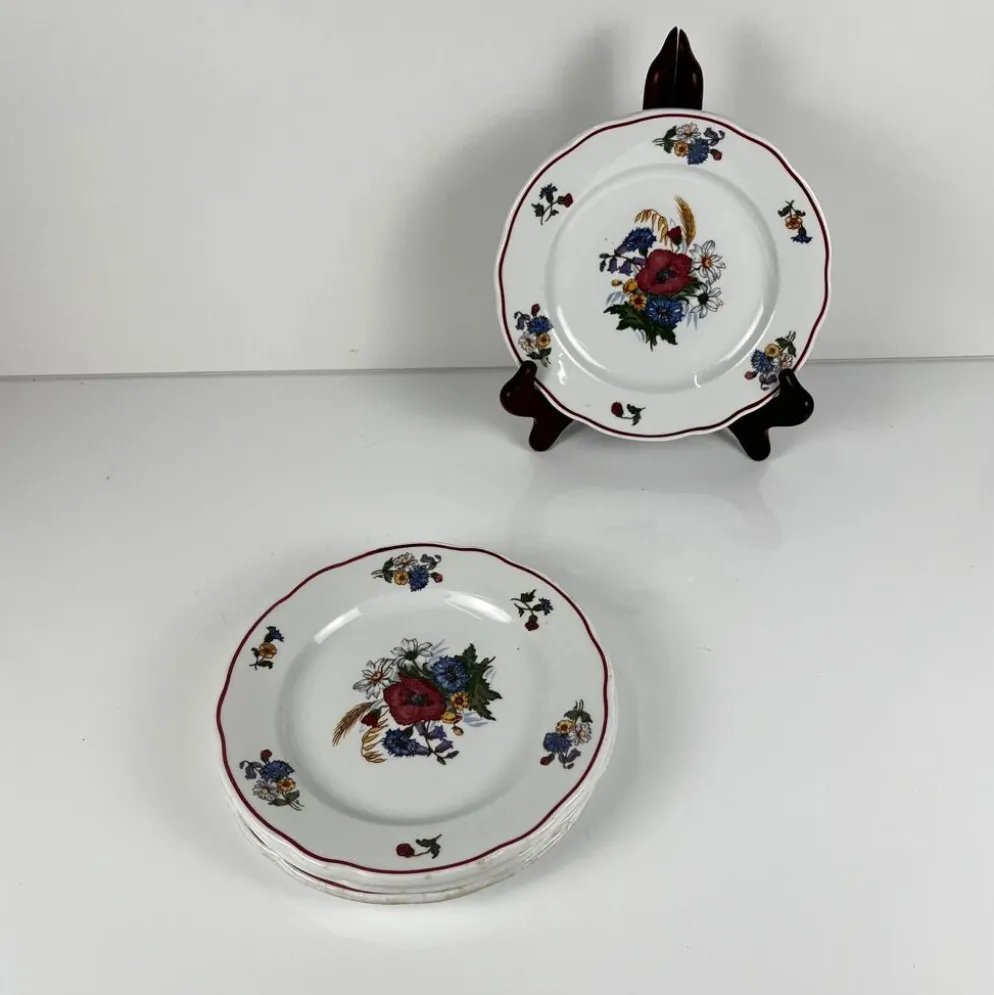 Set de 4 assiettes à dessert "Agreste", Sarreguemines, fin XXe, Pyroblan