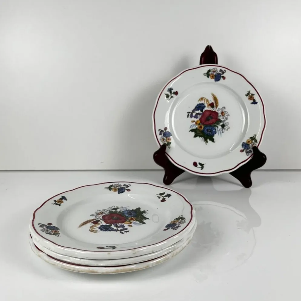 Set de 4 assiettes à dessert "Agreste", Sarreguemines, fin XXe, Pyroblan