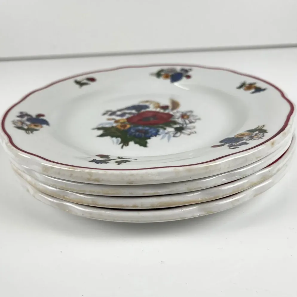 Set de 4 assiettes à dessert "Agreste", Sarreguemines, fin XXe, Pyroblan