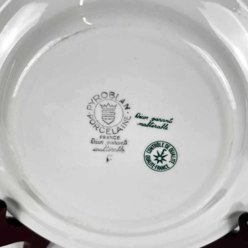 Set de 4 assiettes à dessert "Agreste", Sarreguemines, fin XXe, Pyroblan