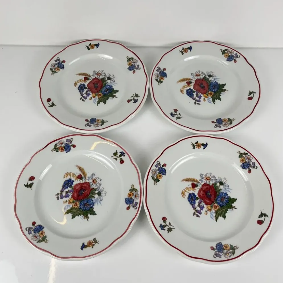Set de 4 assiettes à dessert "Agreste", Sarreguemines, fin XXe, Pyroblan