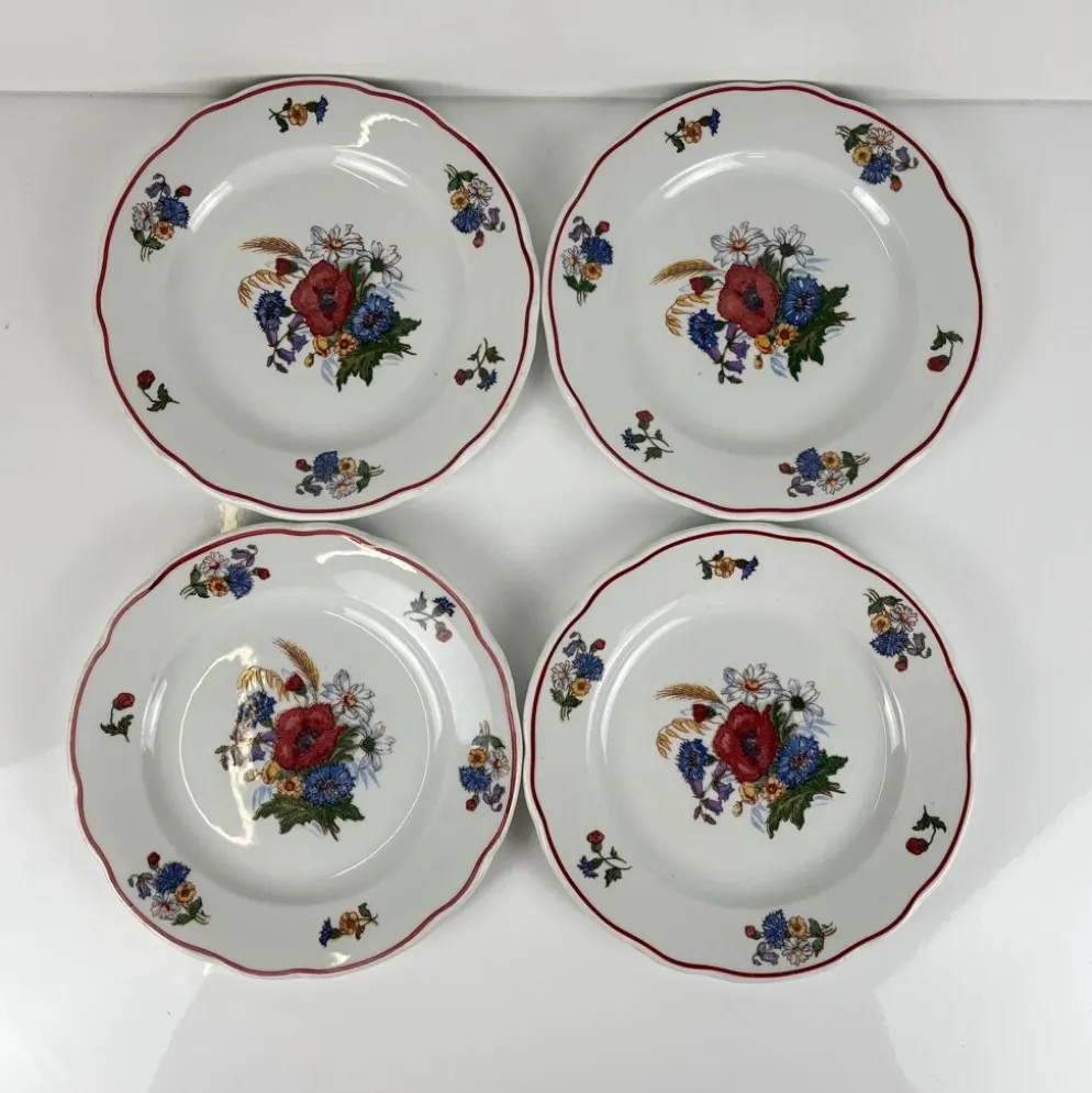 Set de 4 assiettes à dessert "Agreste", Sarreguemines, fin XXe, Pyroblan