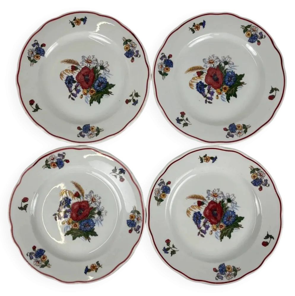 Set de 4 assiettes à dessert "Agreste", Sarreguemines, fin XXe, Pyroblan