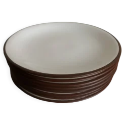 Set de 8 assiettes dessert en terre émaillée KMK scandinaves 1965