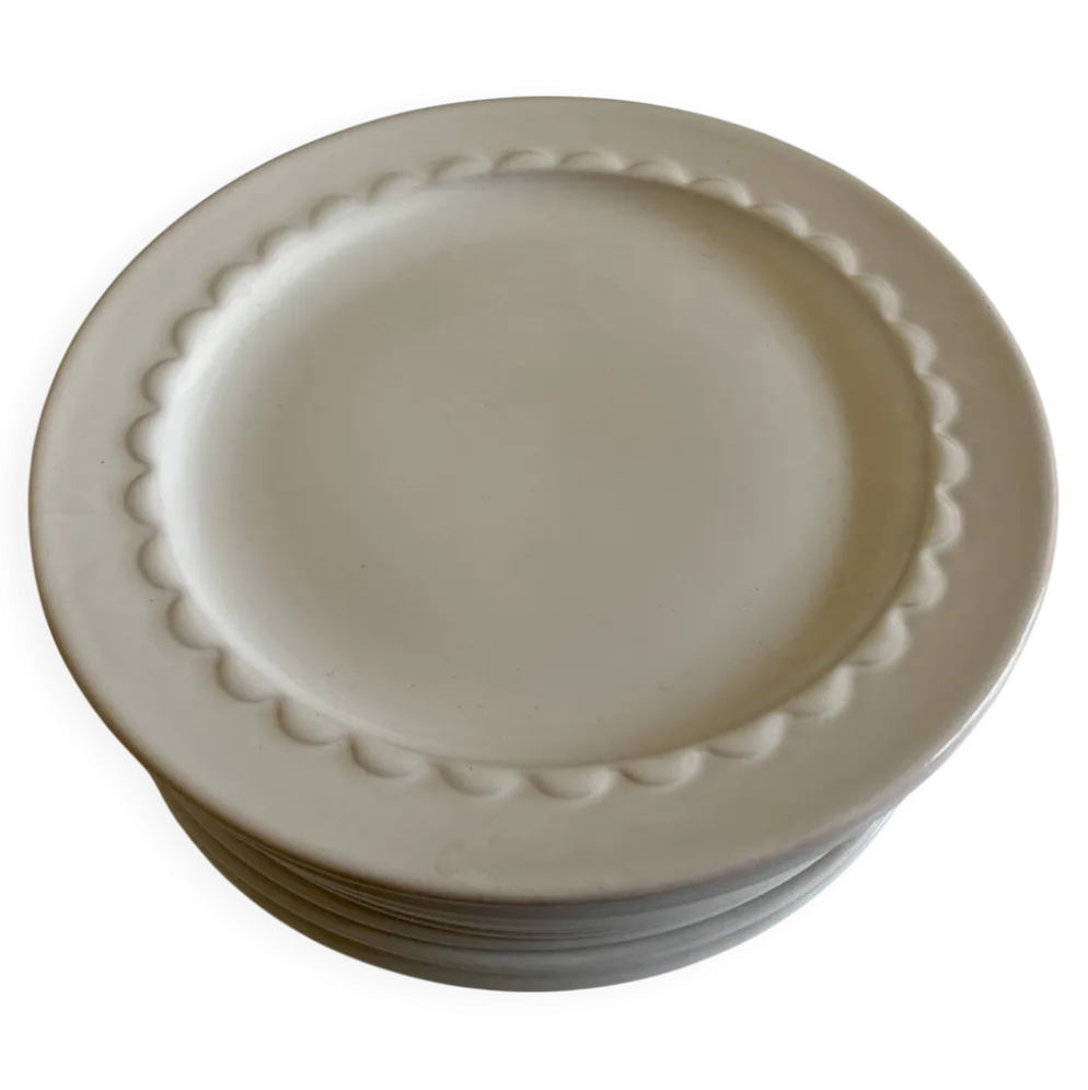 Set de 10 assiettes à dessert Festons de Pierre Motton Gien 1970