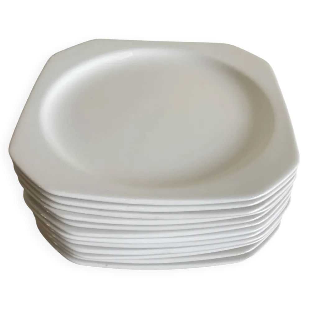 Set de 6 assiettes à dessert scandinaves octogonales 1970