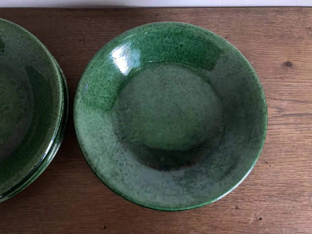 Set de 6 assiettes de terre vernissée Aegitna 1960