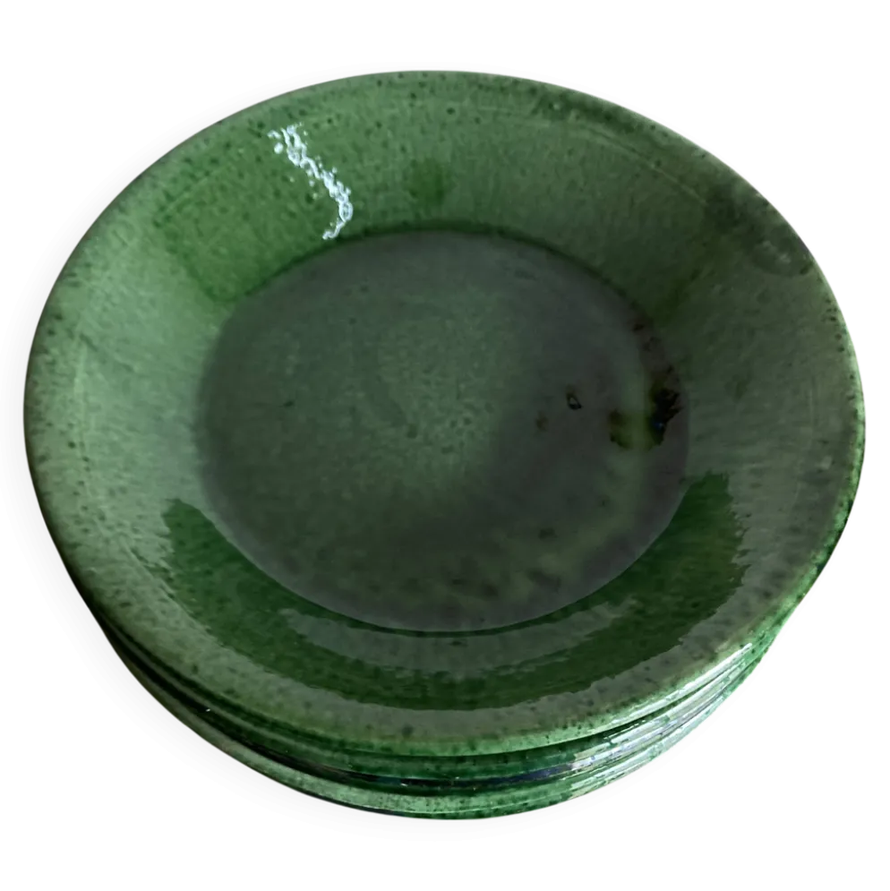 Set de 6 assiettes de terre vernissée Aegitna 1960