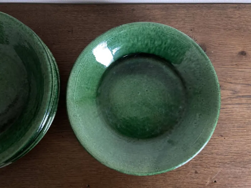 Set de 6 assiettes de terre vernissée Aegitna 1960
