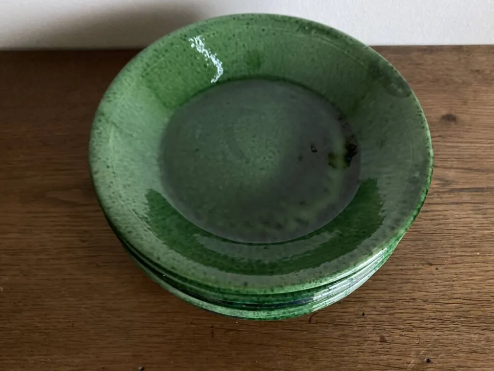 Set de 6 assiettes de terre vernissée Aegitna 1960