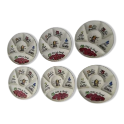 Set de 6 assiettes à fondue faïence Gien