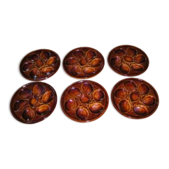 Set de 6 assiettes à huitres faience St Clément