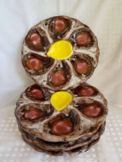 Set de 4 assiettes à huîtres en céramique Vallauris plats de service