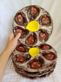Set de 4 assiettes à huîtres en céramique Vallauris plats de service