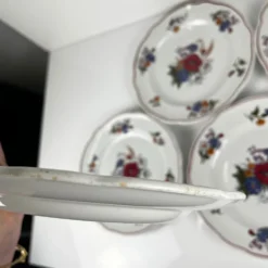 Set de 6 assiettes plates "Agreste", Sarreguemines, fin XXe, Pyroblan