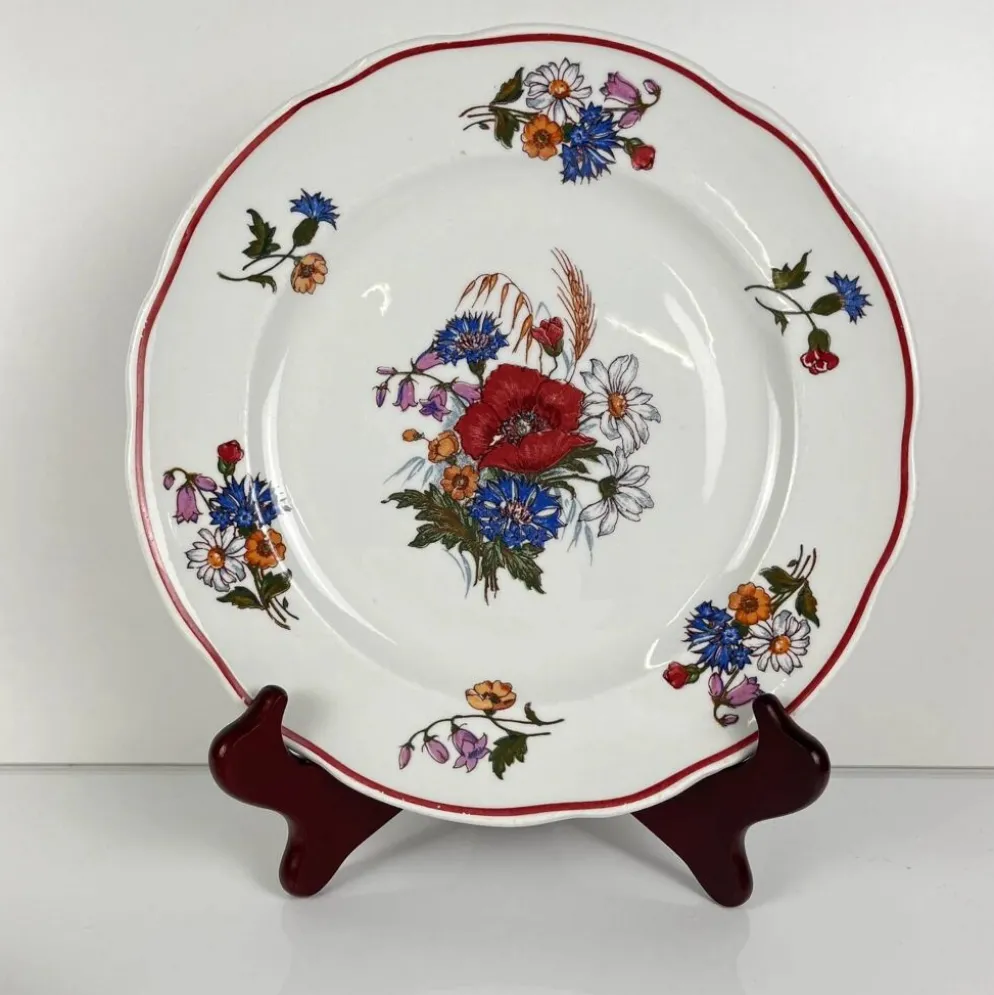 Set de 4 assiettes plates "Agreste", Sarreguemines, fin XXe, Pyroblan