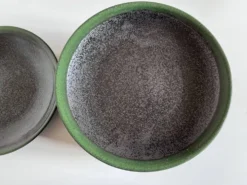 Set de 6 assiettes plates calotte en grès de potier 1970