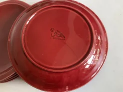 Set de 5 assiettes plates mid century 1970 faience de Longchamp