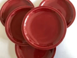 Set de 5 assiettes plates mid century 1970 faience de Longchamp