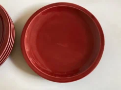 Set de 5 assiettes plates mid century 1970 faience de Longchamp