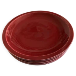 Set de 5 assiettes plates mid century 1970 faience de Longchamp