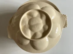 Set de 6 assiettes poisson à huitres en faience ivoire 1960