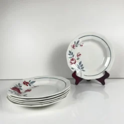 Set de 6 assiettes semi creuses Abeille d'or, St Amand, XXe