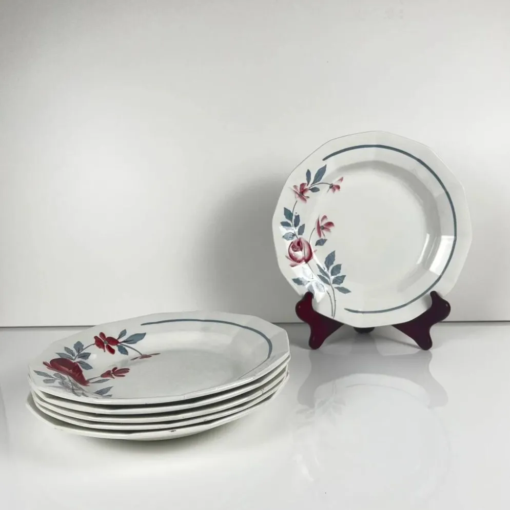 Set de 6 assiettes semi creuses Abeille d'or, St Amand, XXe