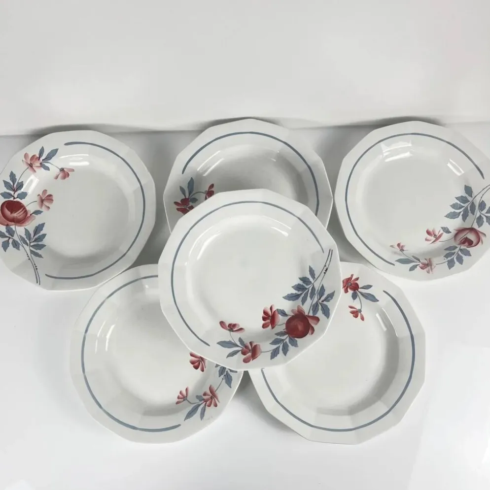 Set de 6 assiettes semi creuses Abeille d'or, St Amand, XXe