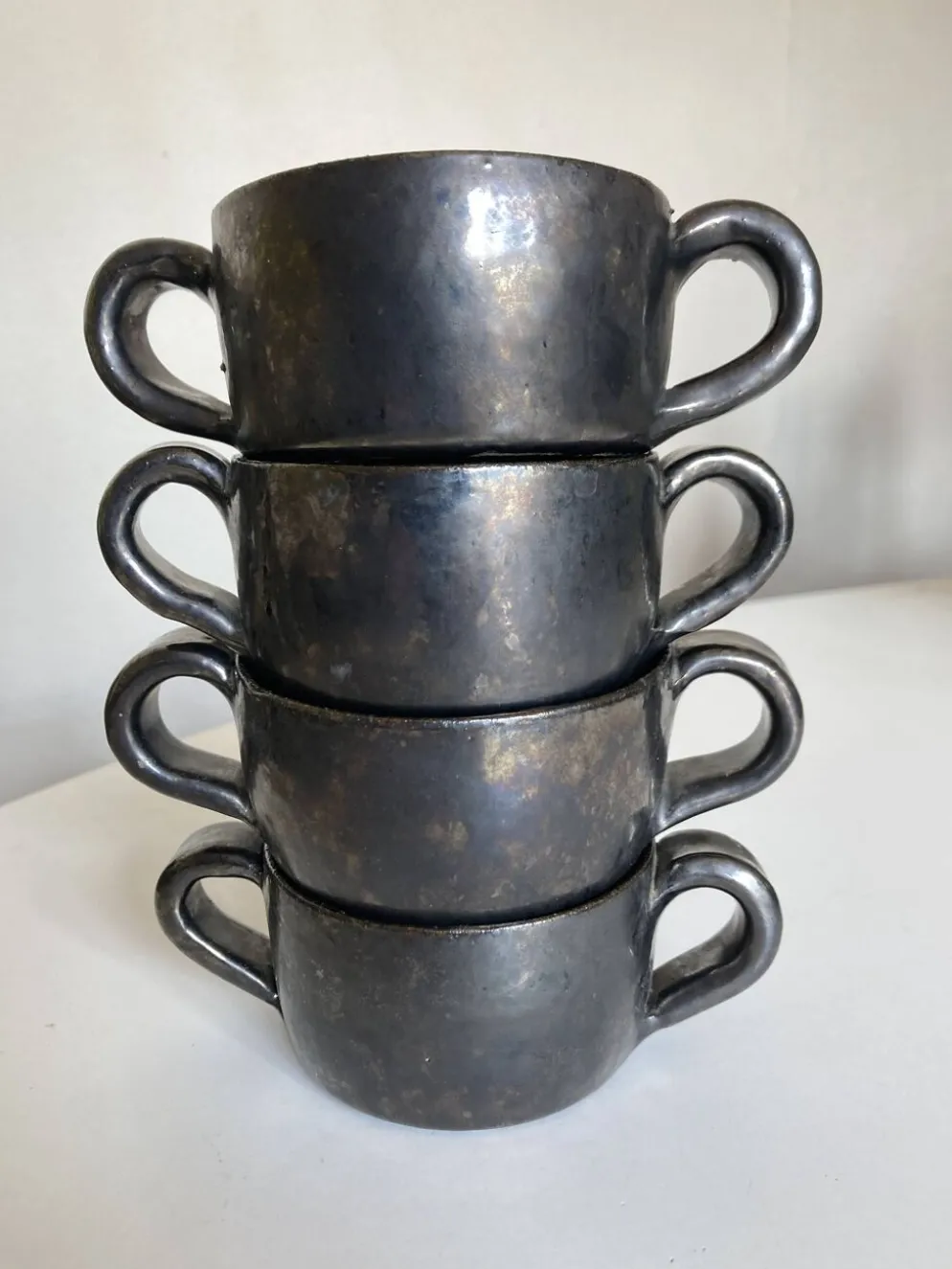 Set de 4 bols à anse Robert Picault 1960 Vallauris