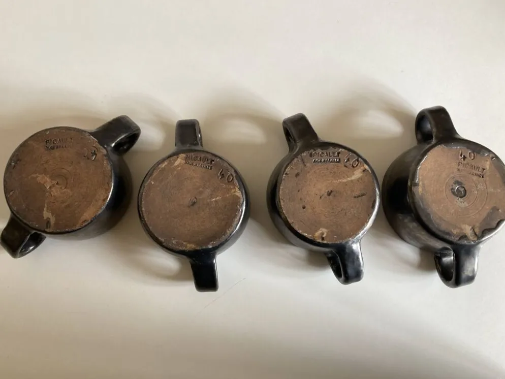 Set de 4 bols à anse Robert Picault 1960 Vallauris
