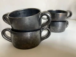Set de 4 bols à anse Robert Picault 1960 Vallauris