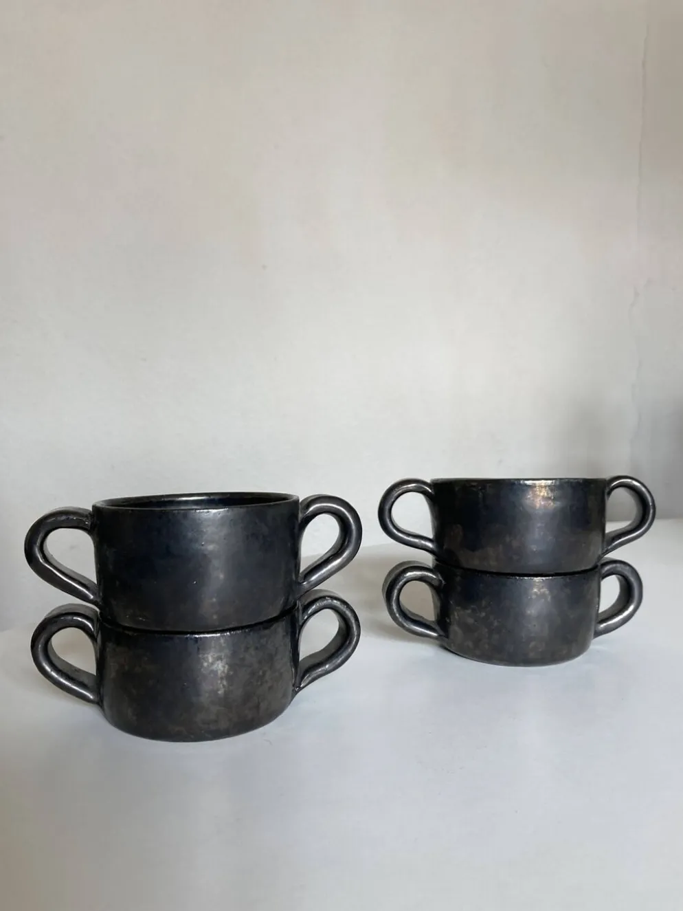 Set de 4 bols à anse Robert Picault 1960 Vallauris