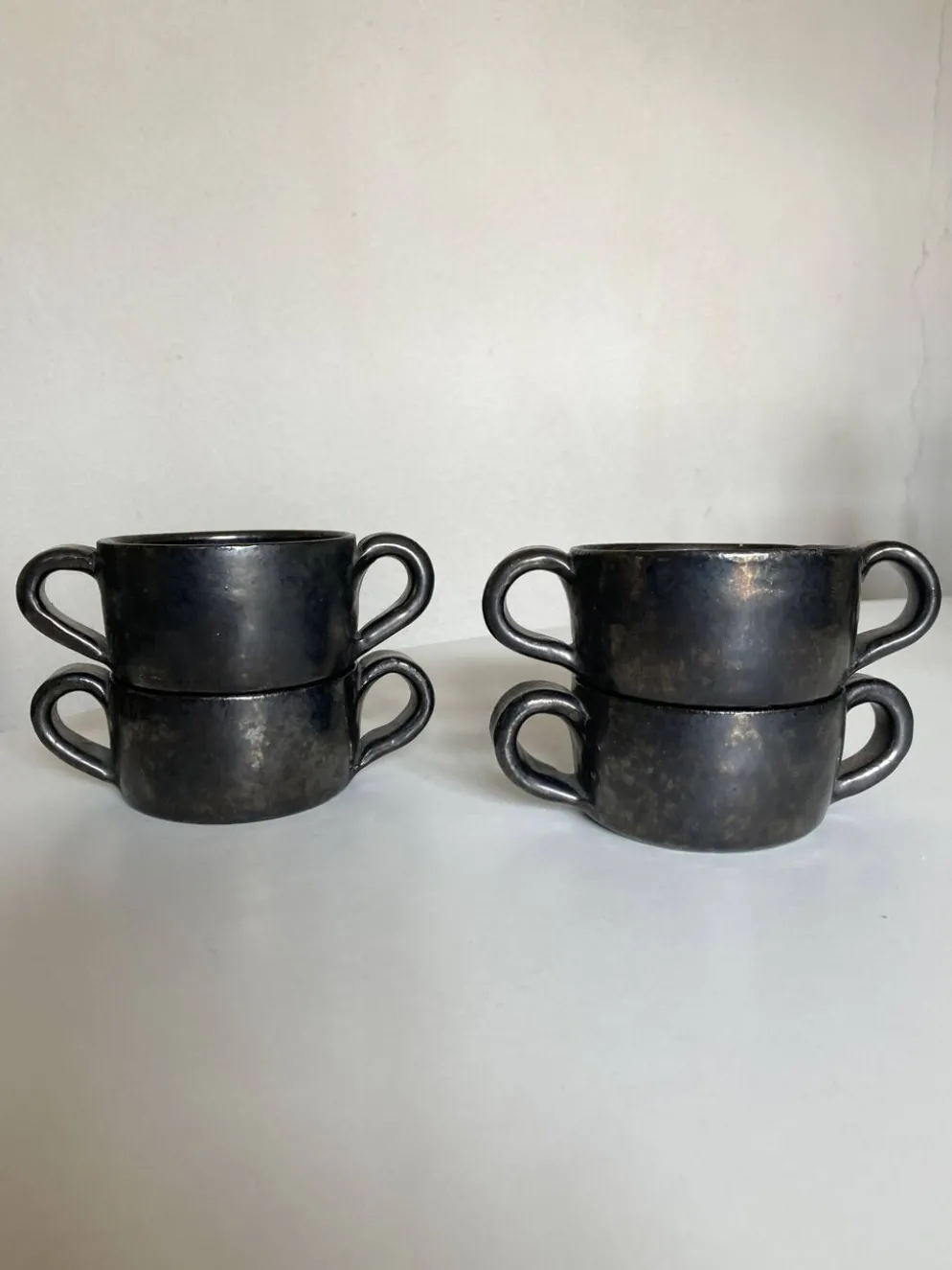 Set de 4 bols à anse Robert Picault 1960 Vallauris