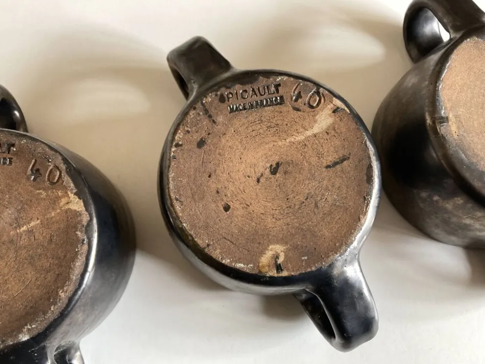 Set de 4 bols à anse Robert Picault 1960 Vallauris