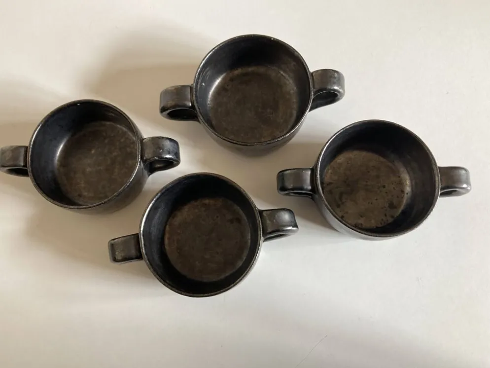 Set de 4 bols à anse Robert Picault 1960 Vallauris